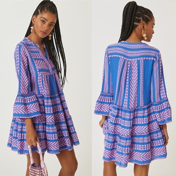 Devotion TWINS Blue and Pink Mini Dress - Picture 1 of 7
